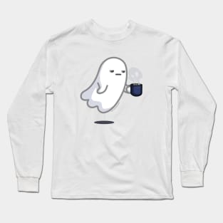 GRAVEYARD SHIFT - Cute Ghost with Coffee Long Sleeve T-Shirt